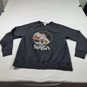 Nasa Sweatshirt Rocket Men's Crewneck Sweater - Black Medium Size